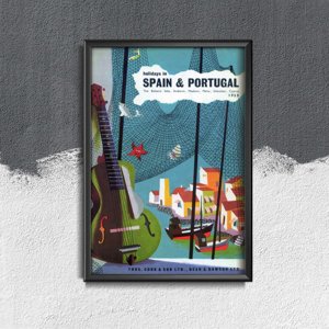 Plagát v retro štýle Španielsko a Portugalsko