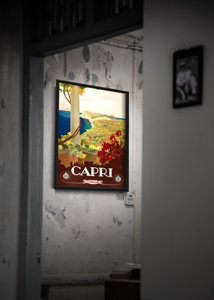 Plagát v retro štýle Capri Taliansko