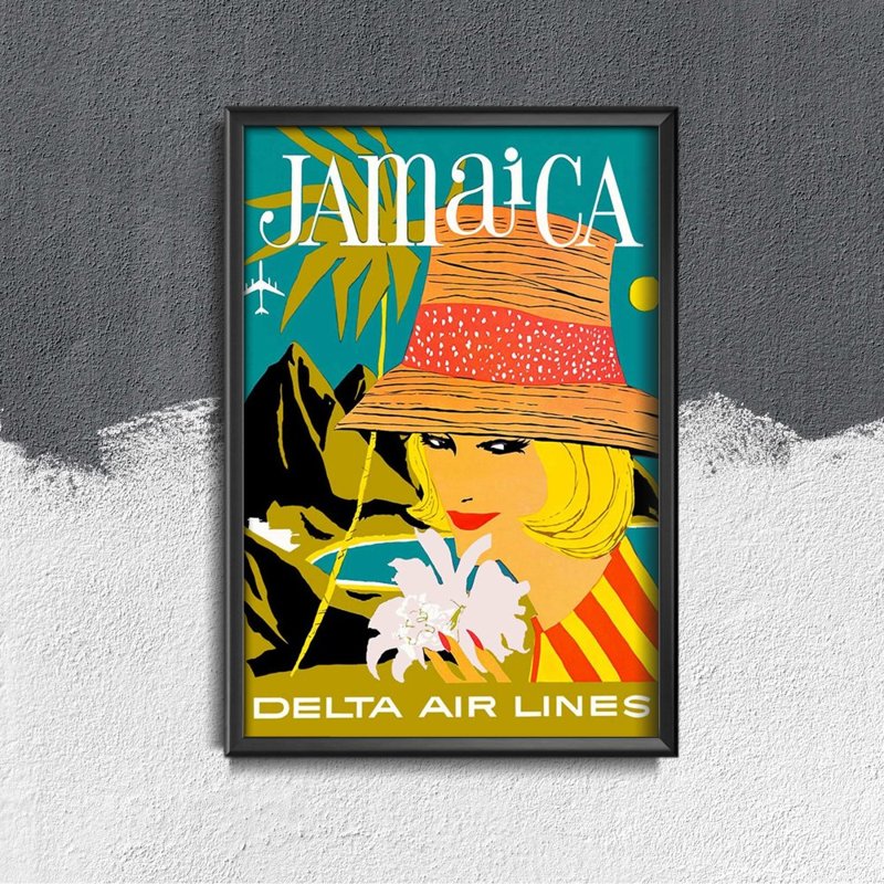 Plagát v retro štýle Jamaica Delta Airlines