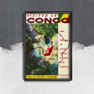 Retro plagát do obývačky Navštívte africké Kongo