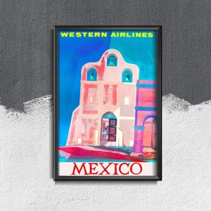 Plagát v retro štýle Western Airlines Mexiko