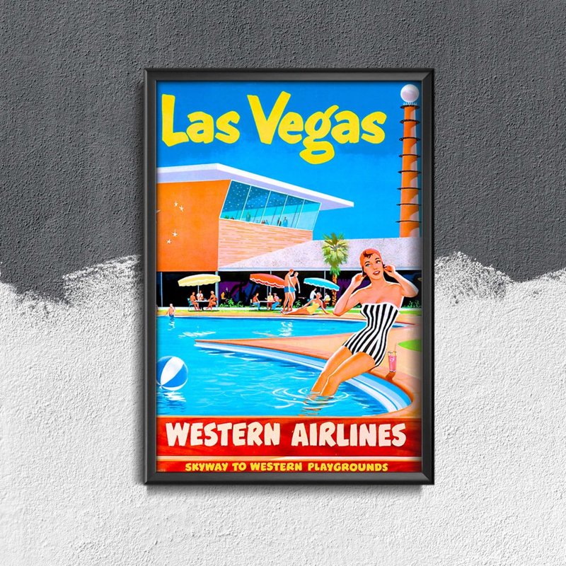 Vintage plagát Las Vegas Western Airlines