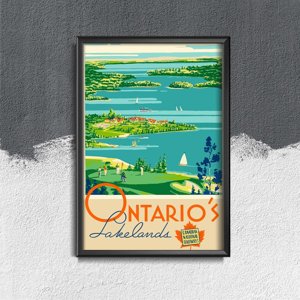 Vintage plagát Ontario Canada Lakelands