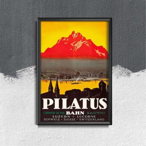 Plagát v retro štýle Švajčiarsko Pilatus Lucerne