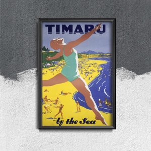 Vintage plagát Timaru Nový Zéland pri mori