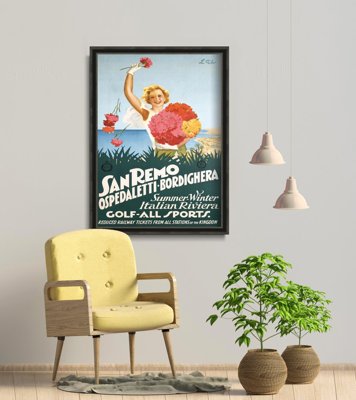 Vintage plagát do obývačky Taliansko Riviéra San Remo