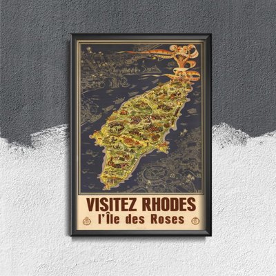 Plagát v retro štýle Rhodos Grécko