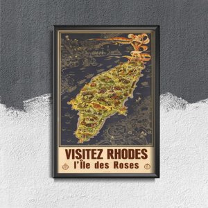 Plagát v retro štýle Rhodos Grécko