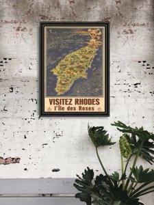 Plagát v retro štýle Rhodos Grécko