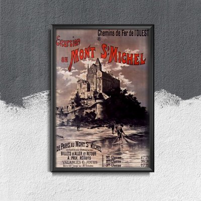 Plagát v retro štýle Mont Saint Michel Francúzsko