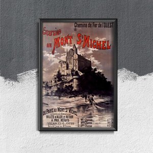 Plagát v retro štýle Mont Saint Michel Francúzsko