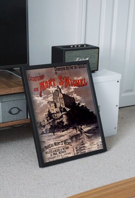Plagát v retro štýle Mont Saint Michel Francúzsko