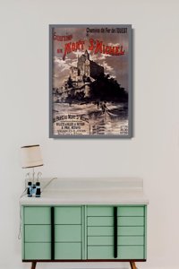 Plagát v retro štýle Mont Saint Michel Francúzsko