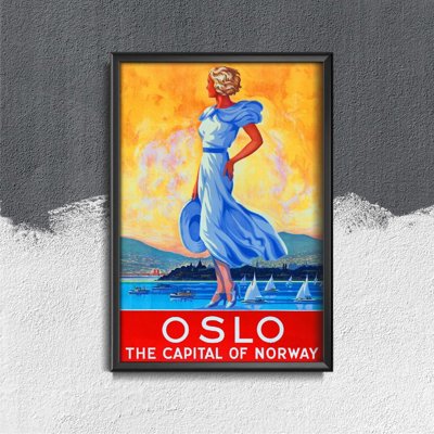 Vintage plagát do obývačky Oslo, Nórsko