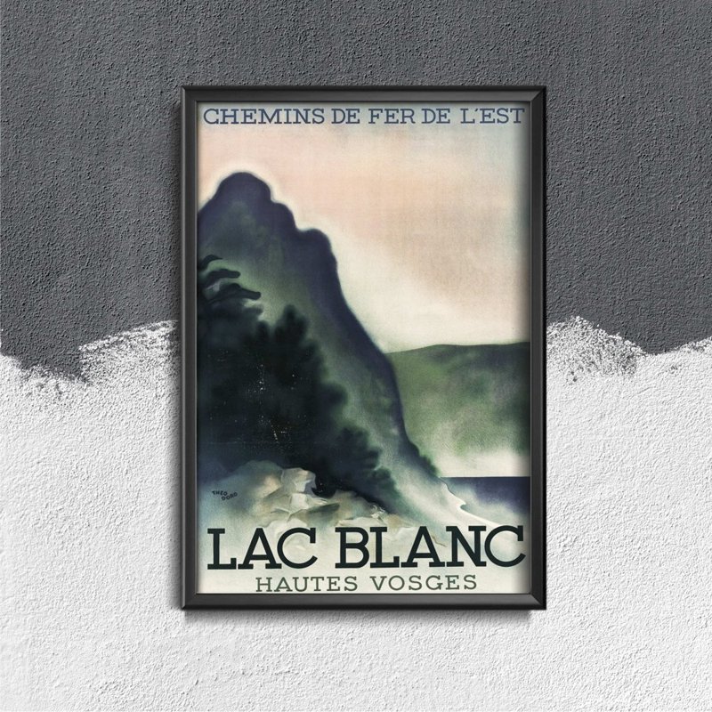 Plagát v retro štýle Lac Blanc Francúzsko