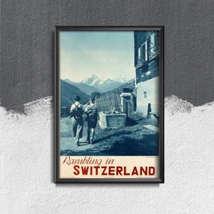 Retro plagát do obývačky Rambling vo Švajčiarsku