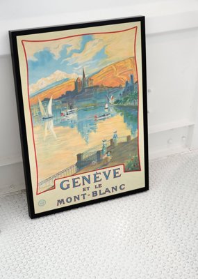 Vintage plagát Geneve et le mont blanc Švajčiarsko