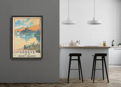 Vintage plagát Geneve et le mont blanc Švajčiarsko