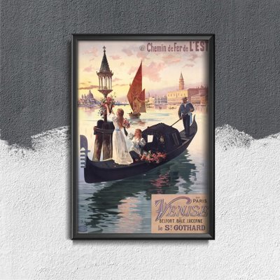 Plagát v retro štýle Plagát z Paríža a Benátok