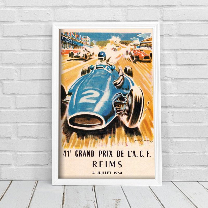 Retro plagát Automobilová Grand Prix Reims