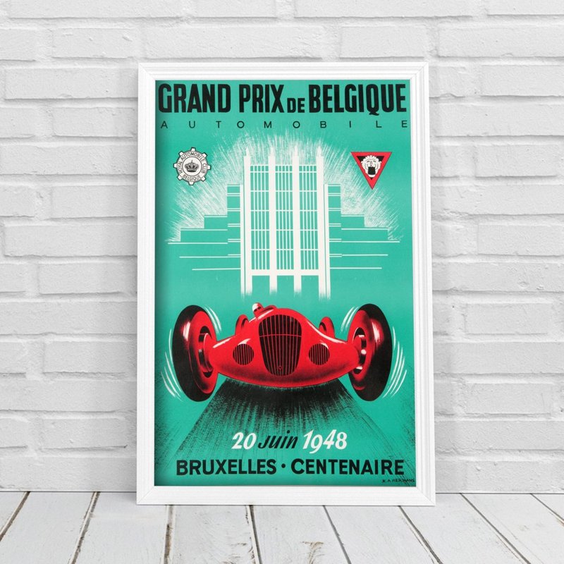 Retro plagát Grand Prix De Belgique Automobile