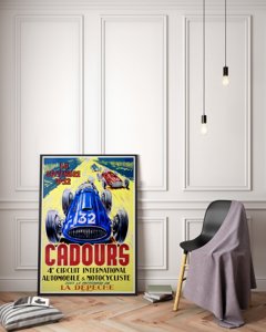 Retro plagát Medzinárodná veľká cena automobilov na okruhu Cadours