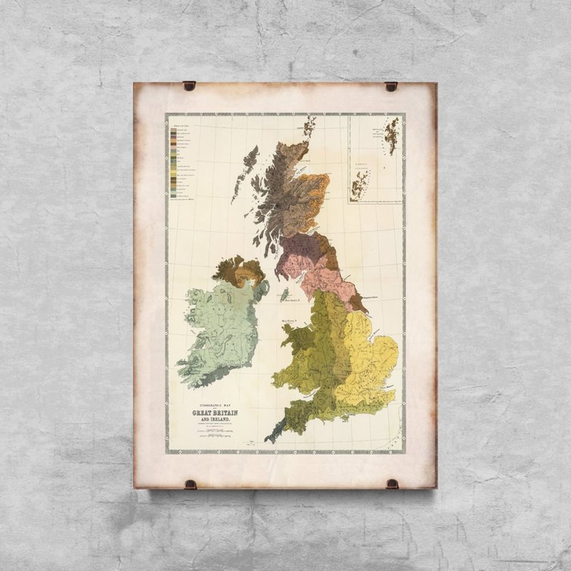 Plagát do izby Stará mapa Veľkej Británie a Írska