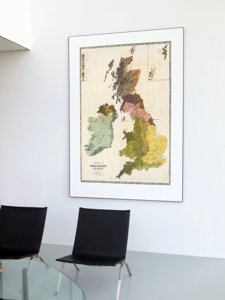 Plagát do izby Stará mapa Veľkej Británie a Írska