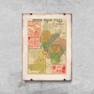 Poster Stará mapa Dallasu v Texase