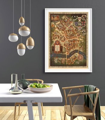 Plagát Stará mapa Mníchova s ​​konkávnym Nemeckom