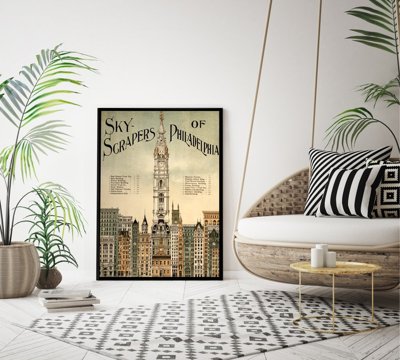 Retro plagát mrakodrapy vo Philadelphii
