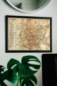 Retro plagát Stará mapa Salzburg Rakúsko