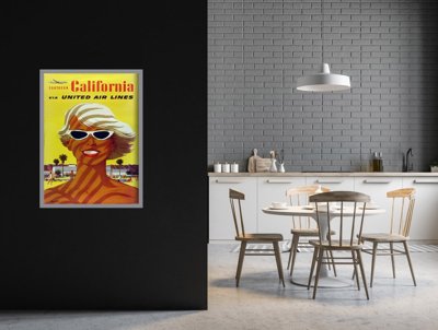 Plagát v retro štýle California United Air Stan Galli Airlines