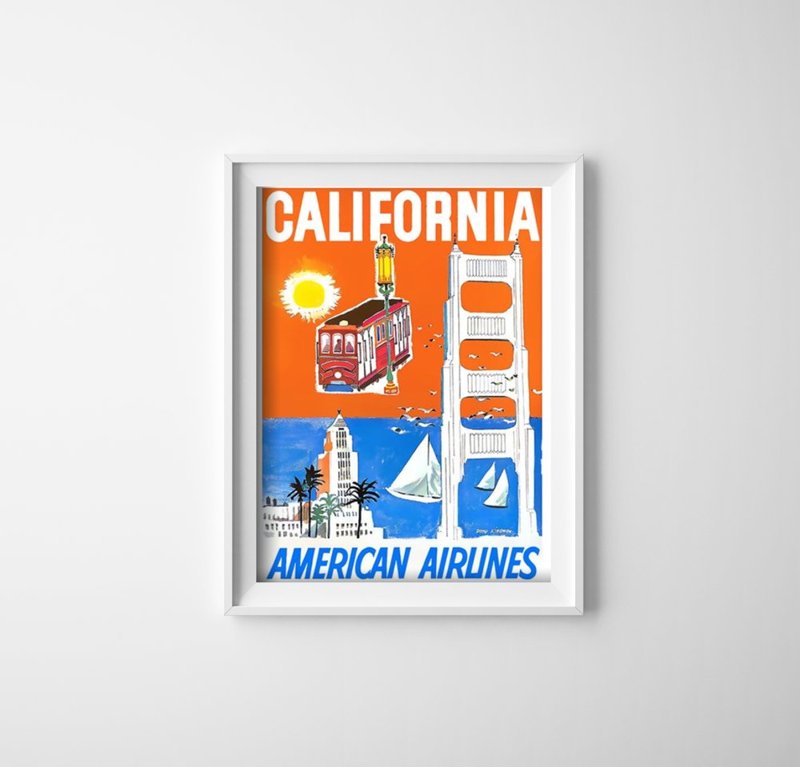 Vintage plagát do obývačky California American Airlines