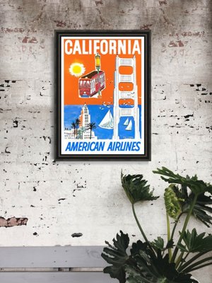 Vintage plagát do obývačky California American Airlines