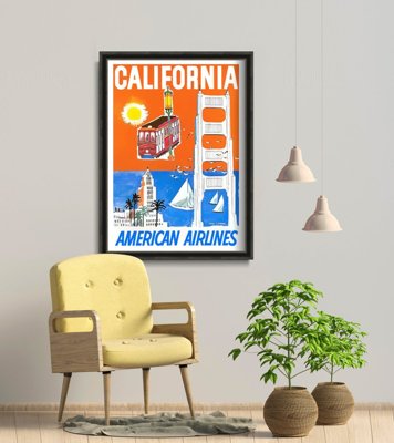 Vintage plagát do obývačky California American Airlines