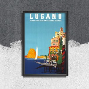 Vintage plagát do obývačky Švajčiarsko Lugano