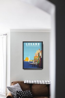 Vintage plagát do obývačky Švajčiarsko Lugano