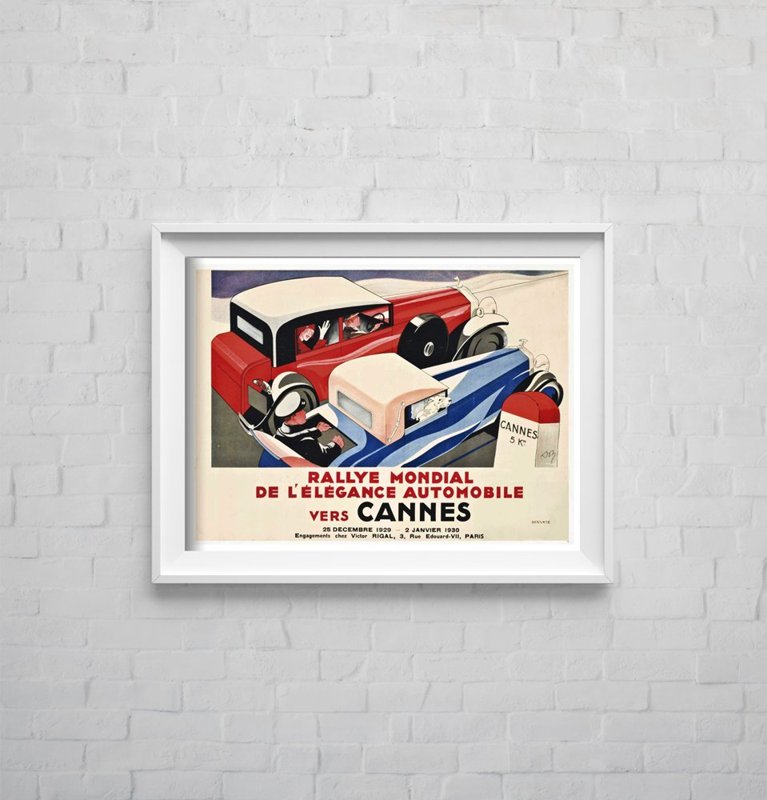 Poster na stenu Rallye Mondial de l'elegance Automobile versus Cannes