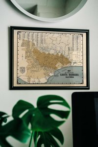 Poster Stará mapa Santa Barbary v Kalifornii