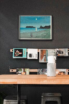 Plakat retro do salonu Wiosenny księżyc na plaży Ninomiya autorstwa Kawase Hasui