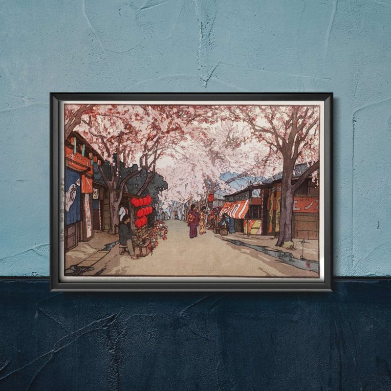 Retro plagát Čerešňové stromy Hiroshi Yoshida