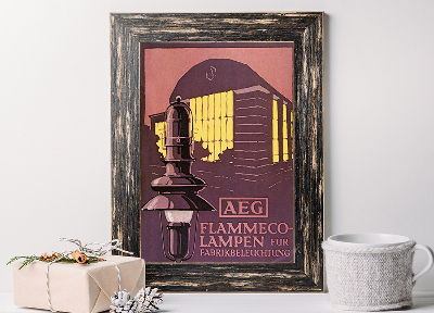 Plagát Obal brožúry AEG Flammeco Lampen fur Fabrikbeleuchtung