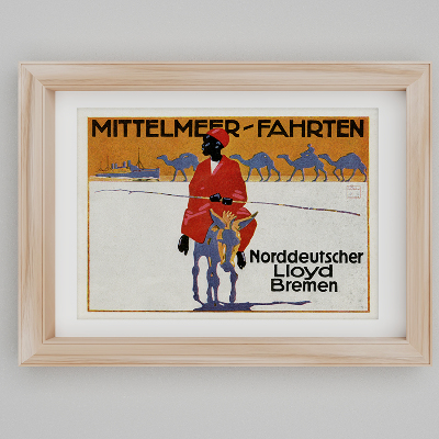 Poster Mittelmeer Fahrten, Norddeutscher Lloyd Bremen, Stredomorské cesty, reklama pre severonemecký Lloyd Bremen