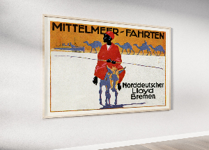 Poster Mittelmeer Fahrten, Norddeutscher Lloyd Bremen, Stredomorské cesty, reklama pre severonemecký Lloyd Bremen