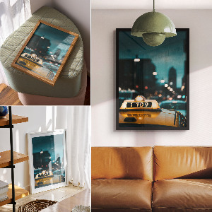 Retro plagát Taxík v noci