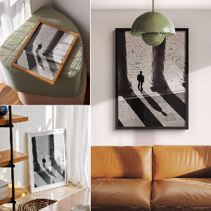 Retro plagát Stĺpy a muž