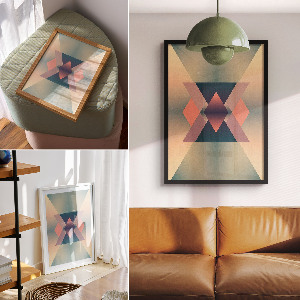 Plagát s motívom pastelovej geometrie vhodný do izby