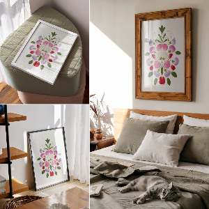 Retro plagát Kvetinová symetria