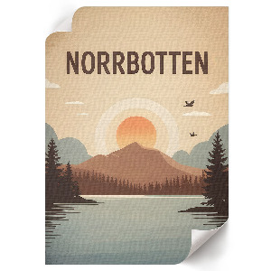 Poster s ilustráciou Norrbottenu na stenu
